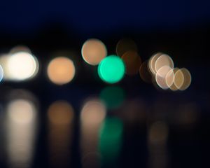 Превью обои свет, огни, боке, размытие, темный