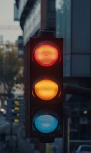 Превью обои светофор, город, свет