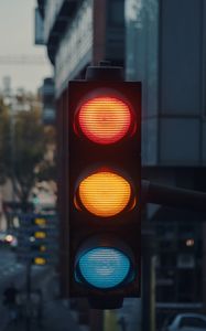Превью обои светофор, город, свет
