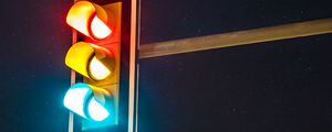 Превью обои светофор, огни, свечение, ночь