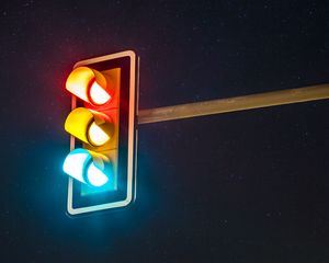 Превью обои светофор, огни, свечение, ночь