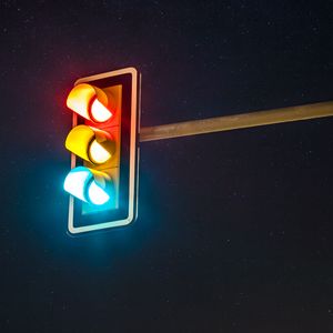 Превью обои светофор, огни, свечение, ночь