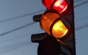 Превью обои светофор, огни, темный