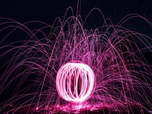 Превью обои световое искусство, шар, лучи, сияние, блеск