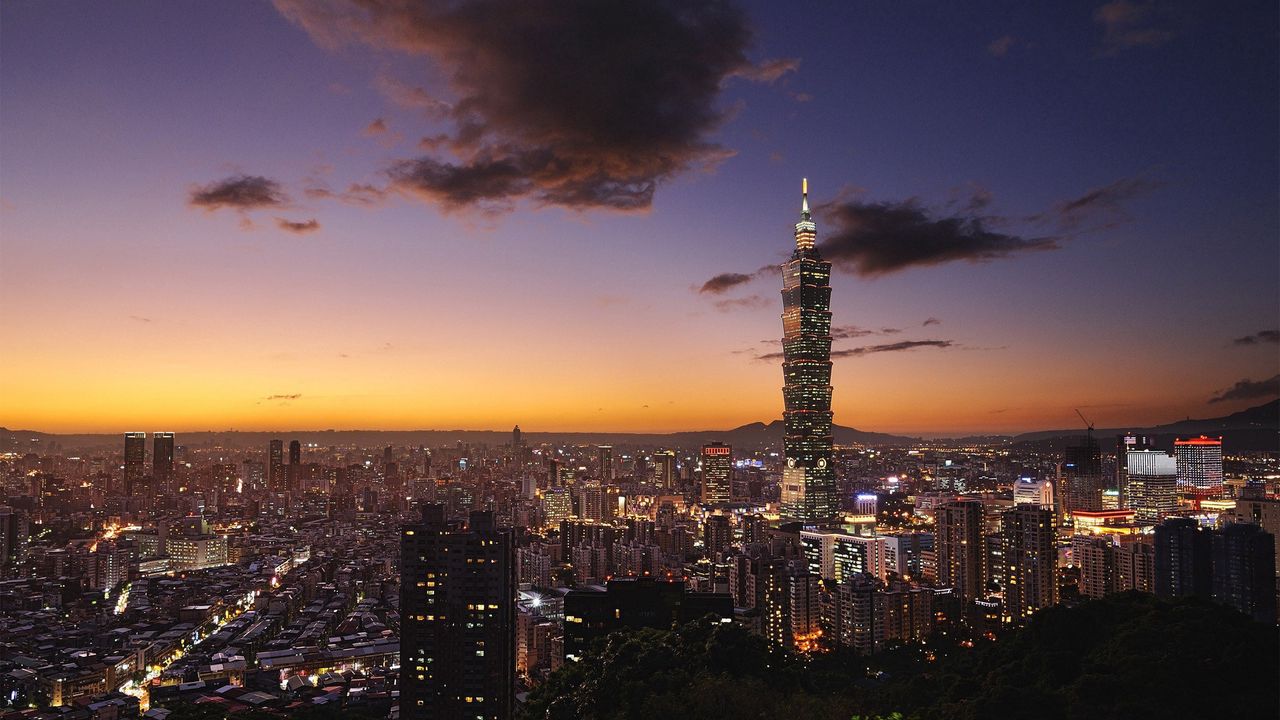 Обои тайбэй, тайвань, небоскребы, вид сверху