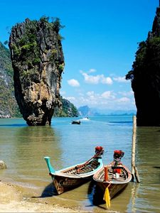 Превью обои тайланд, пляж, тропики, море, лодки