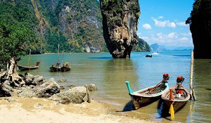 Превью обои тайланд, пляж, тропики, море, лодки