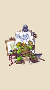 Превью обои teenage mutant ninja turtles, michelangelo, рисунок