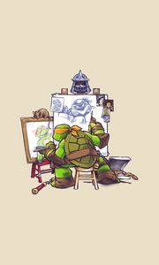 Превью обои teenage mutant ninja turtles, michelangelo, рисунок