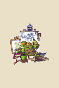 Превью обои teenage mutant ninja turtles, michelangelo, рисунок