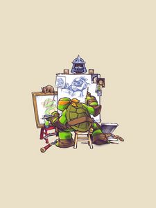 Превью обои teenage mutant ninja turtles, michelangelo, рисунок