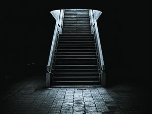 Превью обои темная, лестница, тоннель