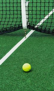 Превью обои теннис, корт, сетка, мяч, спорт