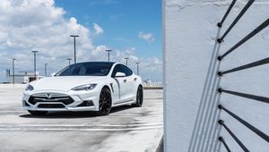 Превью обои tesla model s, tesla, белый, роскошный