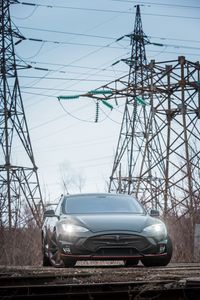 Превью обои tesla model s, tesla, фары, вид спереди