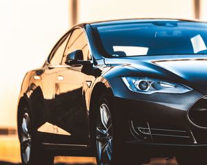 Превью обои tesla model s, tesla, машина, электрокар, черный