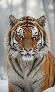 Превью обои тигр, хищник, снег, зима, дикая природа