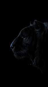 Превью обои тигр, профиль, арт, темный, хищник