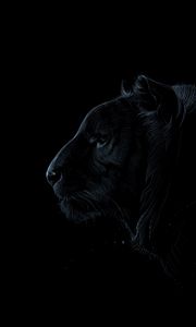 Превью обои тигр, профиль, арт, темный, хищник