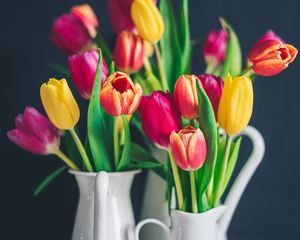 Превью обои тюльпаны, букет, разноцветный