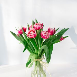 Превью обои тюльпаны, цветы, букет, розовый, ваза