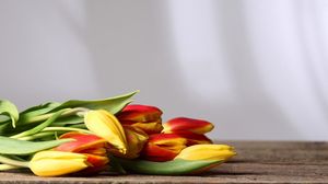 Превью обои тюльпаны, цветы, лежат, поверхность