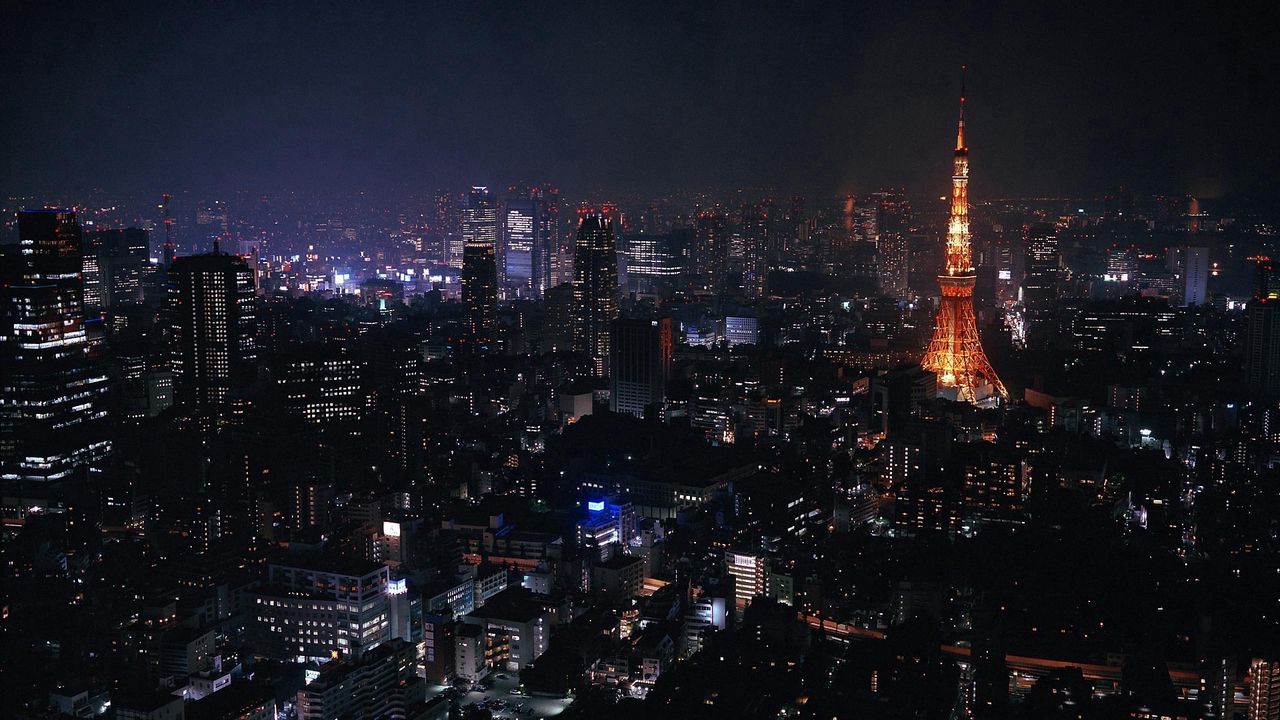 Обои токио, япония, город, ночь, огни
