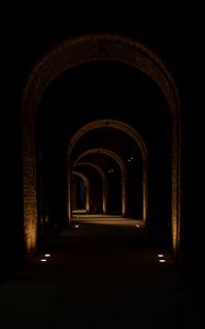 Превью обои тоннель, арки, свечение, темный