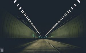 Превью обои тоннель, дорога, подсветка, перспектива