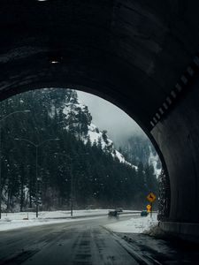 Превью обои тоннель, дорога, снег, зима