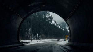 Превью обои тоннель, дорога, снег, зима
