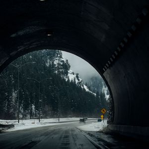 Превью обои тоннель, дорога, снег, зима