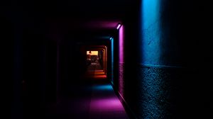 Превью обои тоннель, коридор, свечение, темный