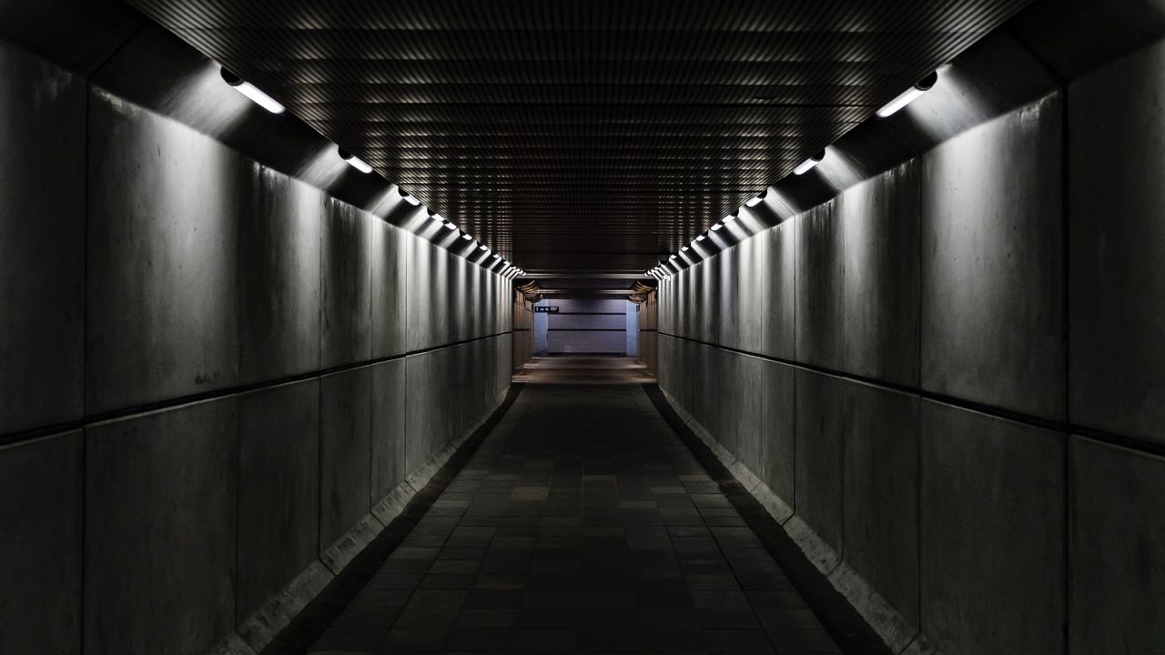 Обои тоннель, коридор, темный, серый