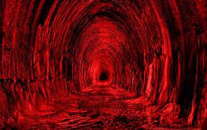 Превью обои тоннель, красный, черный, свет