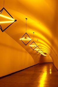 Превью обои тоннель, лампы, свет, желтый