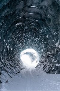 Превью обои тоннель, лед, снег, свет, природа
