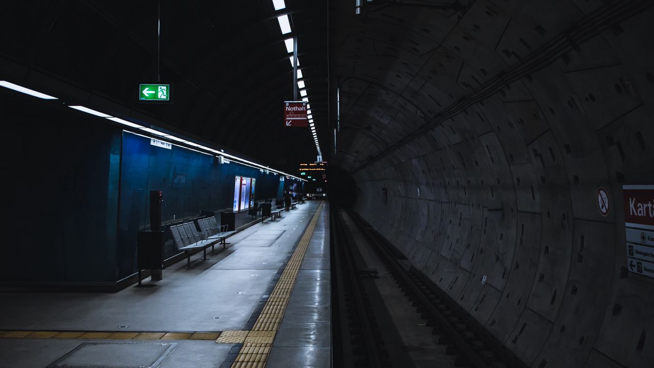 Обои тоннель, метро, платформа, даль
