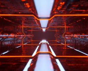 Превью обои тоннель, неон, подсветка, 3d
