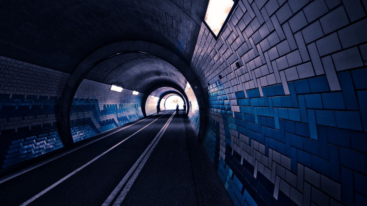 Обои тоннель, подземный, метро, город, железная дорога