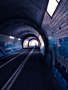 Превью обои тоннель, подземный, метро, город, железная дорога