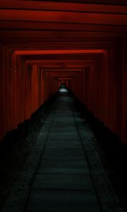 Превью обои тоннель, проход, темный, красный