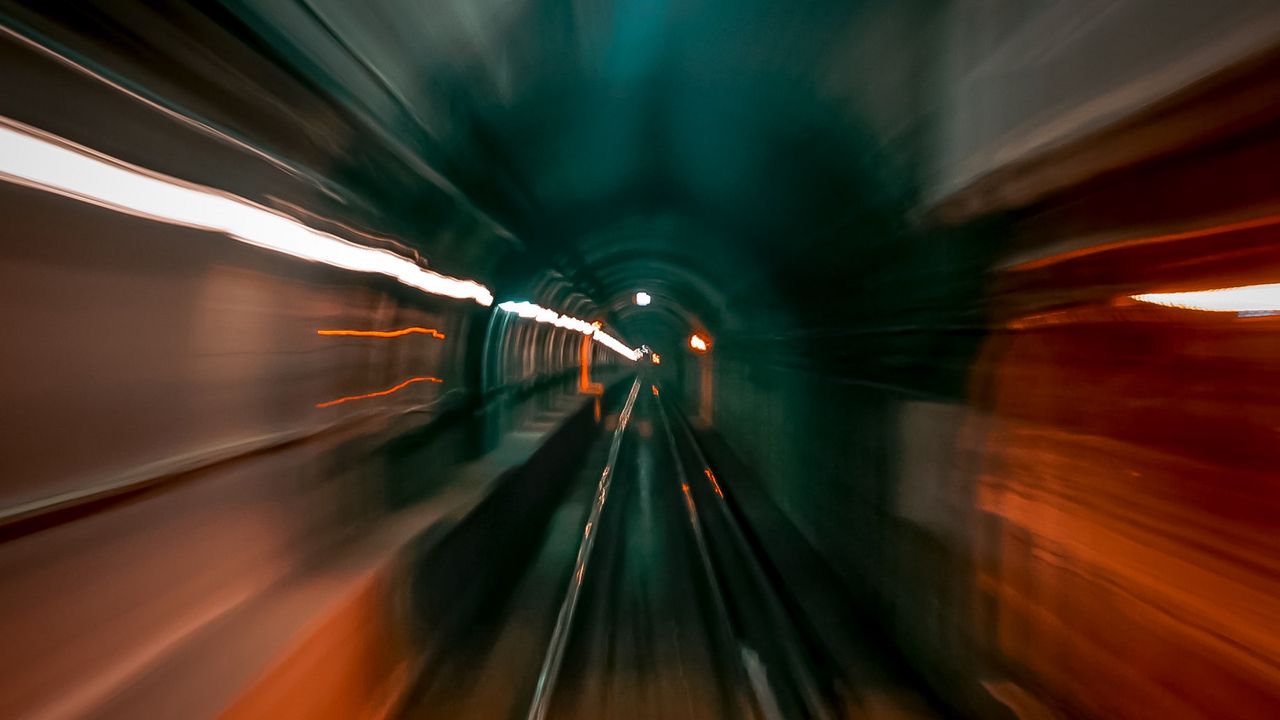 Обои тоннель, размытость, движение, длинная выдержка, скорость