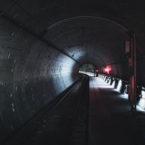 Превью обои тоннель, рельсы, метро, темный