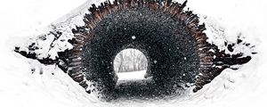 Превью обои тоннель, снег, минимализм, белый