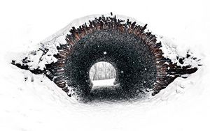 Превью обои тоннель, снег, минимализм, белый