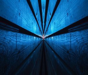 Превью обои тоннель, свет, отражение, абстракция, синий