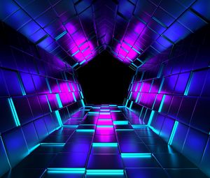 Превью обои тоннель, свет, отражение, 3d