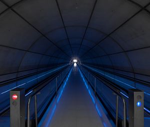 Превью обои тоннель, свет, синий, подсветка
