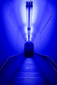 Превью обои тоннель, свет, синий, неон